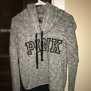 grey over sized neck hoodie